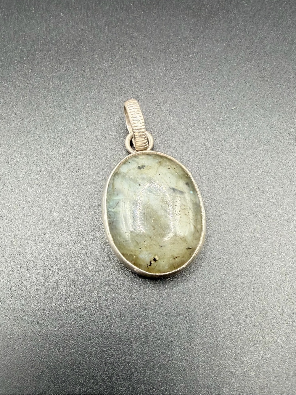 Vintage Sterling Silver 925 Green Stone Pendant Jewelry Charm Rock Necklace